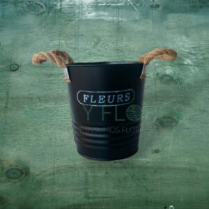 Balde Metálico "Fleurs" Negro