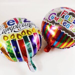Globos Metalizados 18" "Feliz Cumpleaños" Sin Varilla. Surtidos 10 uds