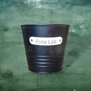 Balde Metálico Negro S/Asa Grande