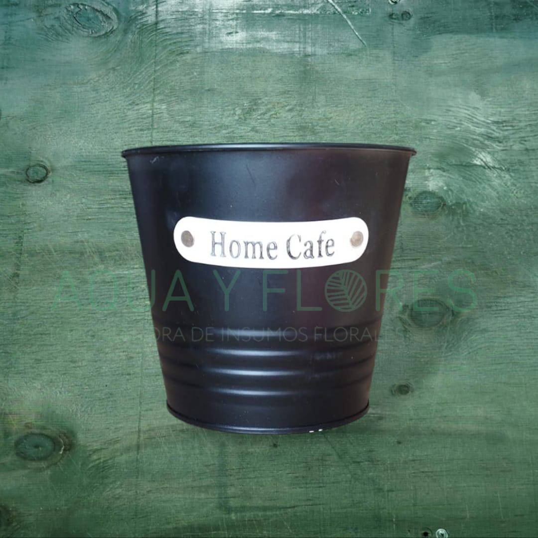 Balde Metálico Negro S/Asa Grande