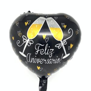 Globos Metalizados "Feliz Aniversario" 18" Surtidos Sin Varilla 10 uds