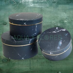 Caja Redonda Negra Marmoleada 3X1