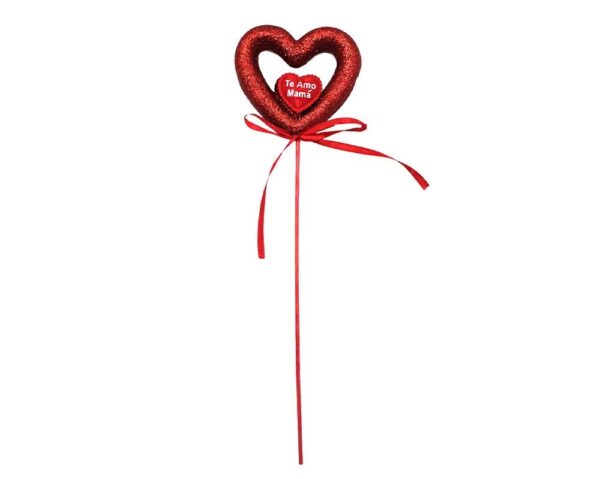 Pincho Decoración Corazón Glitter Te Amo Mamá Tela Unidad - Imagen 2