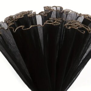 Malla Organza Corrugada Negra Borde Hilo Dorado Unid.