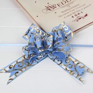 Moño Mágico Orquidea Dorada 5x77cm Celeste 10 uds