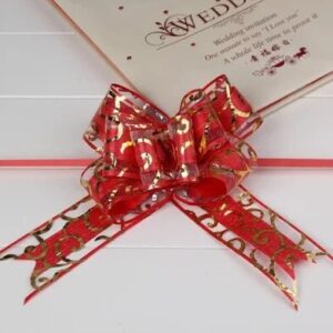 Moño Mágico Orquidea Dorada 5x77cm Rojo 10 uds