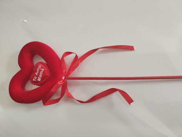 Pincho Decoración Corazón Terciopelo Te Amo Mamá Unidad - Imagen 3