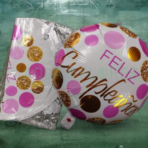 Globo Metalizado "Cumpleaños" Diseño Círculos 50 Unid. 45 Cms. Sin Varilla