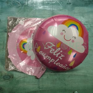 Globo Metalizado "Cumpleaños" Diseño Nubes 50 Unid. 45 Cms. Sin Varilla
