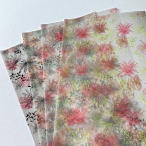 Papel Coreano Ahumado Diseño Hibiscos 20 pliegos 57×56cm