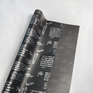Papel Coreano Ahumado Diseño Textos Negro 20 pliegos 57×56 cm