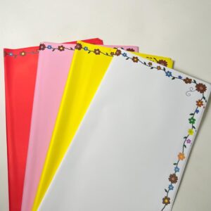 Papel Coreano Sólido Borde Guirnalda Flores 20 Pliegos.