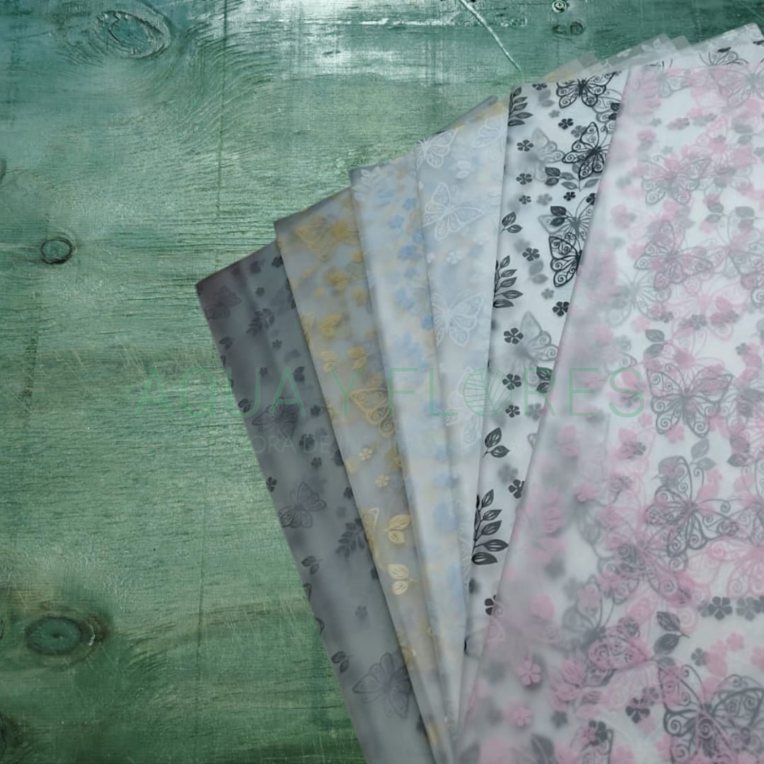 Papel Coreano Ahumado Multimariposas 20 pliegos 57x56cm