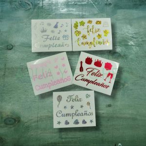 Vinilo Adhesivo Feliz Cumpleaños Chico 5 Unid. Surt.