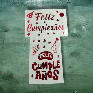 Vinilo Adhesivo Feliz Cumpleaños Grande 5 Unid. Surt.