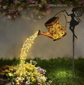 Regadera Jardín Solar Luces Hada + Pedestal Unid.