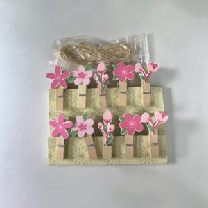 Pinza Madera Decorativa Tipo Perrito Flores 10 Unid.