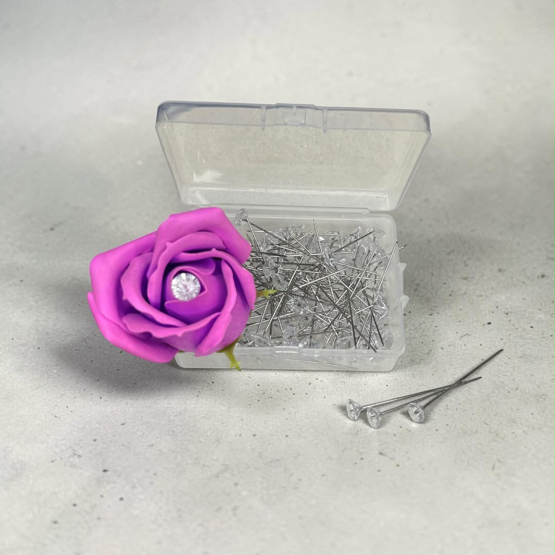 Pins Diamante Adorno Flores 100 Unid.