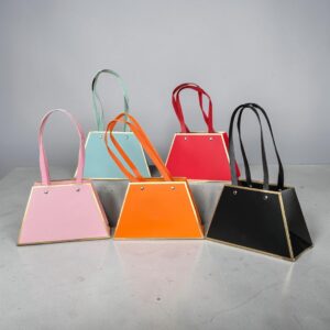 Cartera Mediana Con Asa Marco Dorado Colores