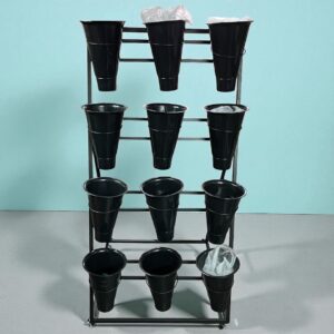 Exhibidor de Flores/Ramos 12 Floreros Negro 1 Mt x 65 Cms.