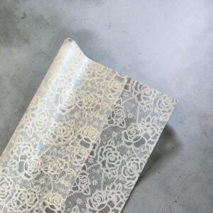 Papel Coreano Semitranslúcido Encaje Rosas Melón 57x57cm 20 pliegos