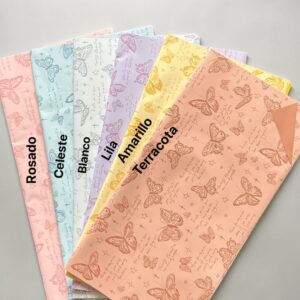 Papel Coreano Sólido Mariposas 57x57cm pqte 20 pliegos