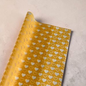 Papel Coreano Semitranslúcido Corazones Mostaza 20 pliegos 57x56cm