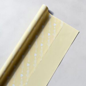 Papel Coreano Sólido Corazones Blancos Love Crema 20 pliegos 57x56cm
