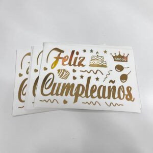 Pack Vinilo Grande Feliz Cumpleaños Dorado 50 láminas